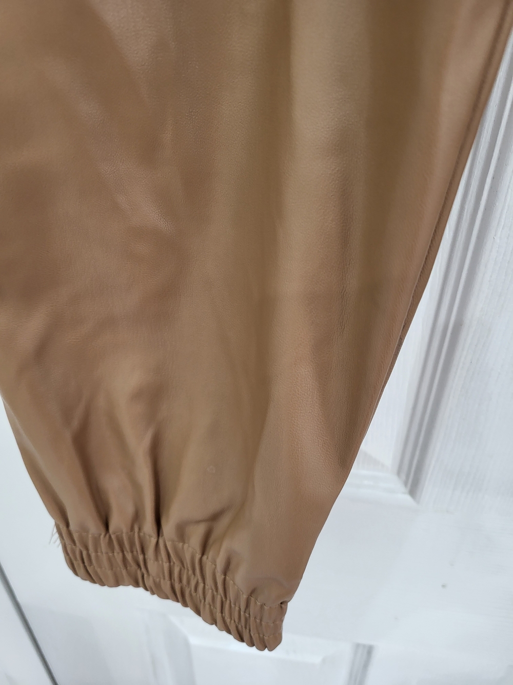 Zara Women Faux Leather Joggers in Camel - Picture 2 of 3